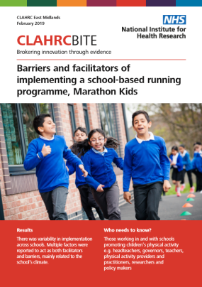 Barriers and facilitators of implementing a school-based running programme, Marathon Kids