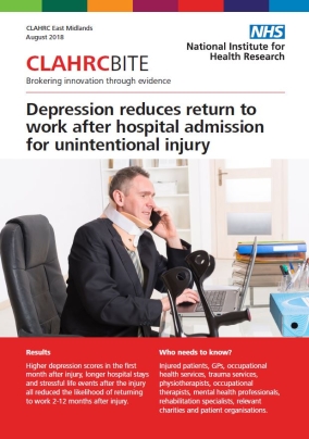 Depression reduces return to work after hospital admission for unintentional injury