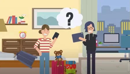 two people holding electronic devices looking anxious