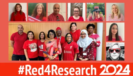 ARC East Midlands team photo for the red for research campaign